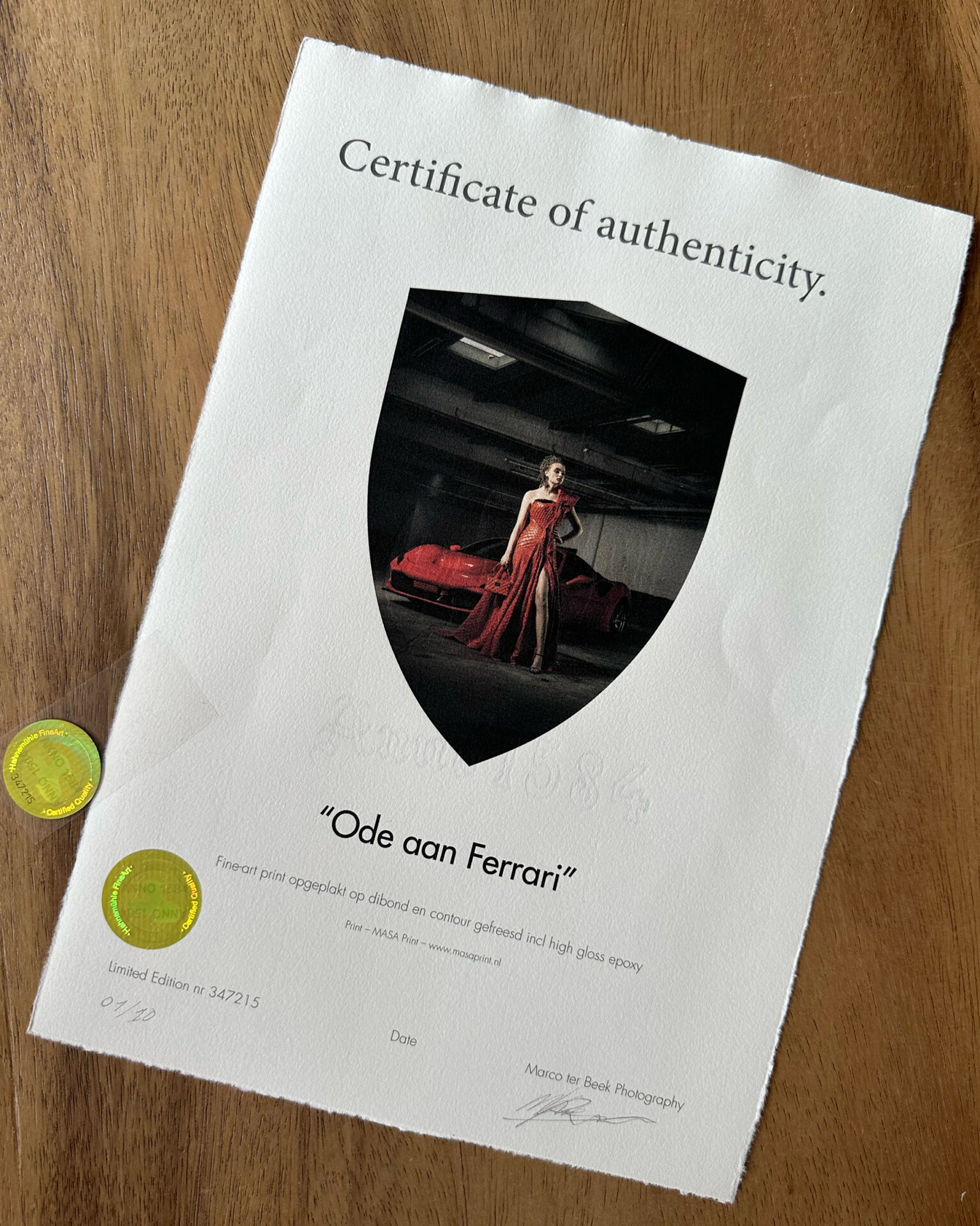 certificate of authenticity